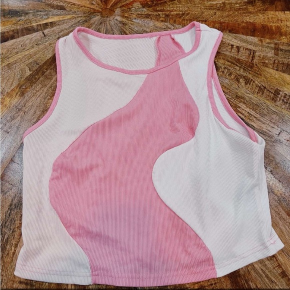 Altar'd State Pink and White Tank Top - Picture 1 of 1